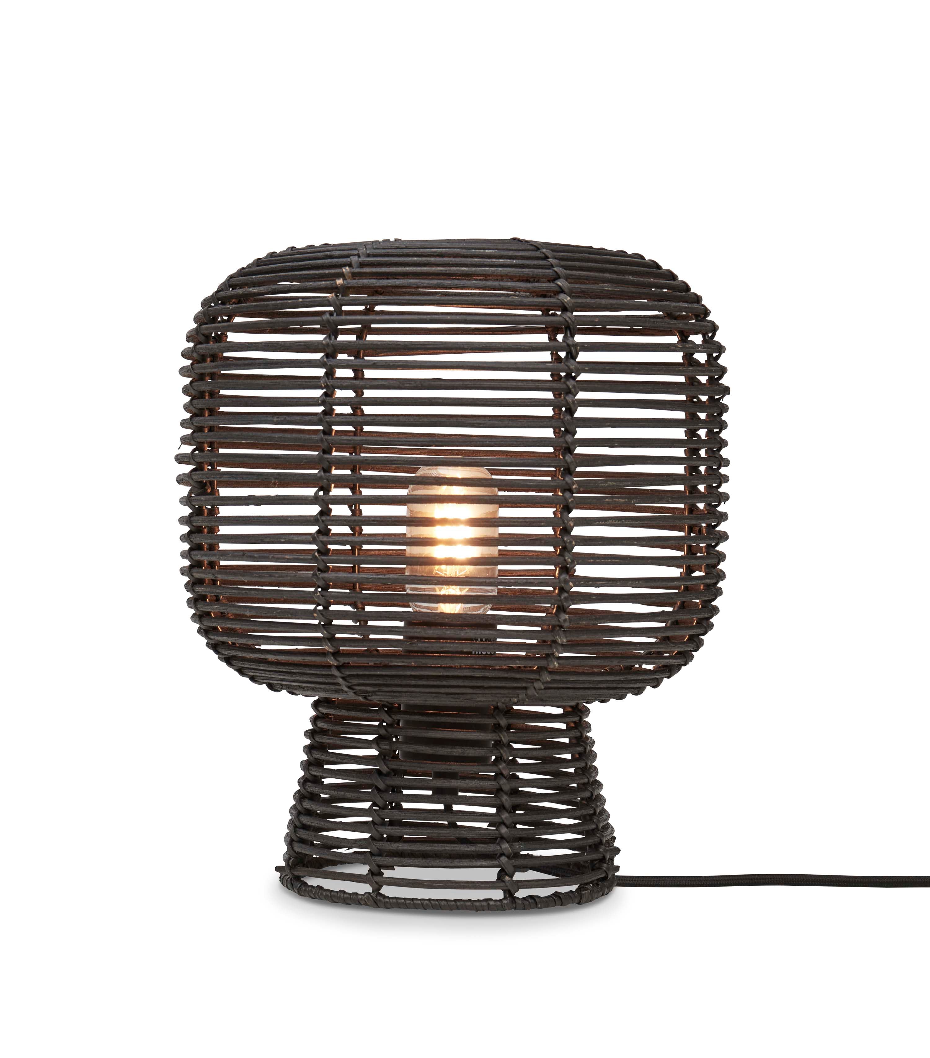 Good&Mojo Tischlampe Tanami Rattan H.30xDm.27cm. Schwarz